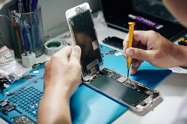 Phone and laptop illustration