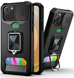 iPhone X/XS Case: Shockproof with Magnetic Ring, Card Slot & Car Holder